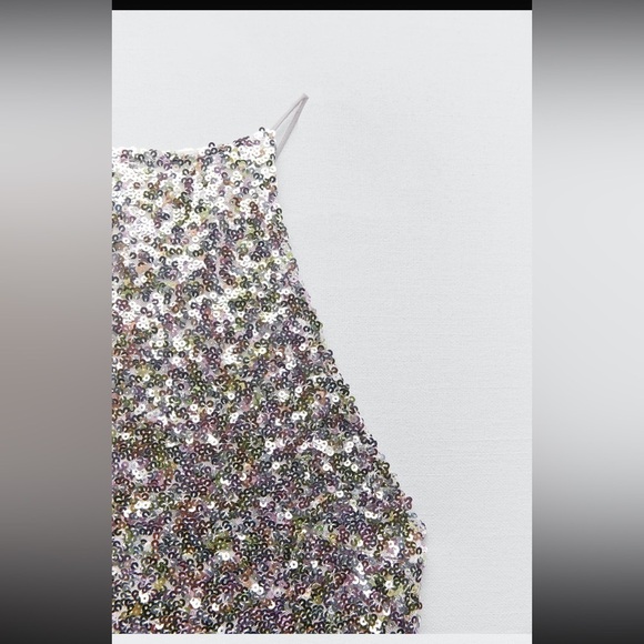 Zara Viral colorful SEQUIN KNIT HALTER DRESS NWT - Picture 3 of 14